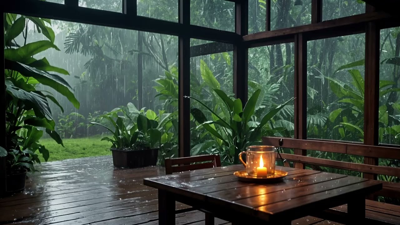 Cozy Rainy Evening with Candlelight | Soft Piano & Rain Sounds for Sleep, Study, Relax