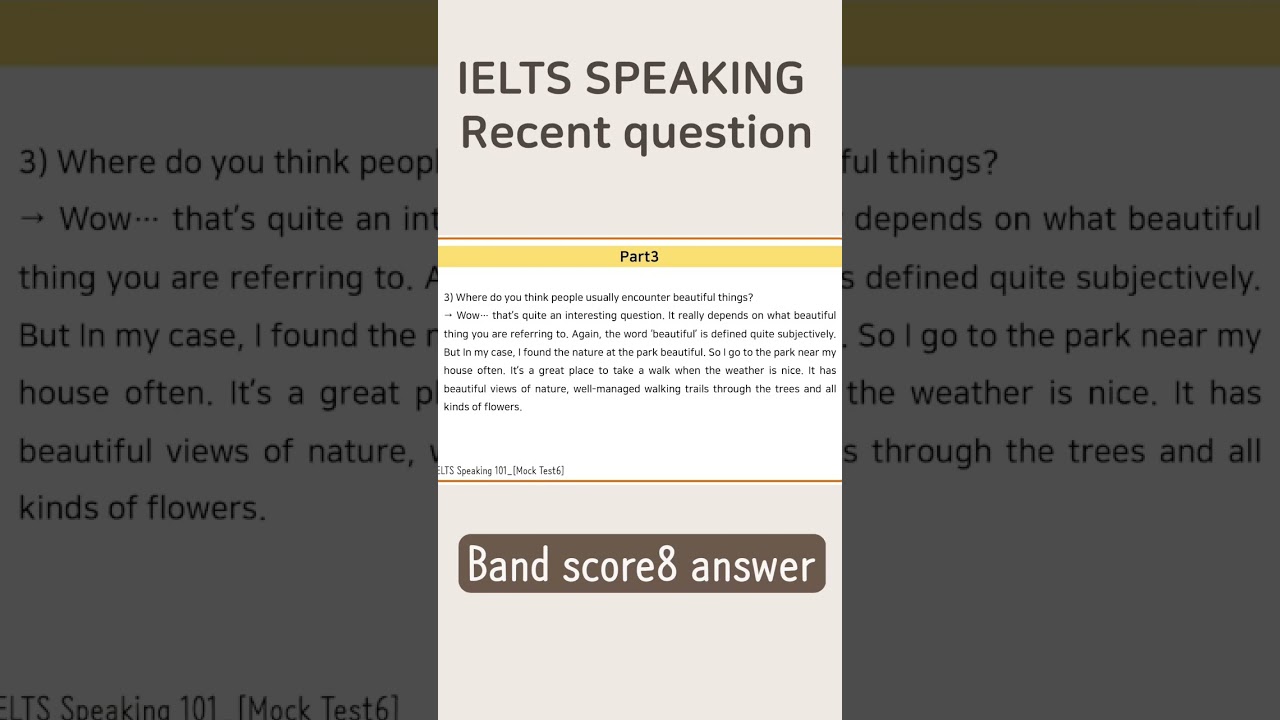 IELTS Speaking part3 recent question with bandscore8 answer (아이엘츠 스피킹 파트3 기출문제 w/ 모범답안)