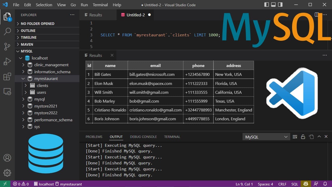 Connect to MySQL Database and Run SQL Queries Using Visual Studio Code (2022) and MySQL Extension