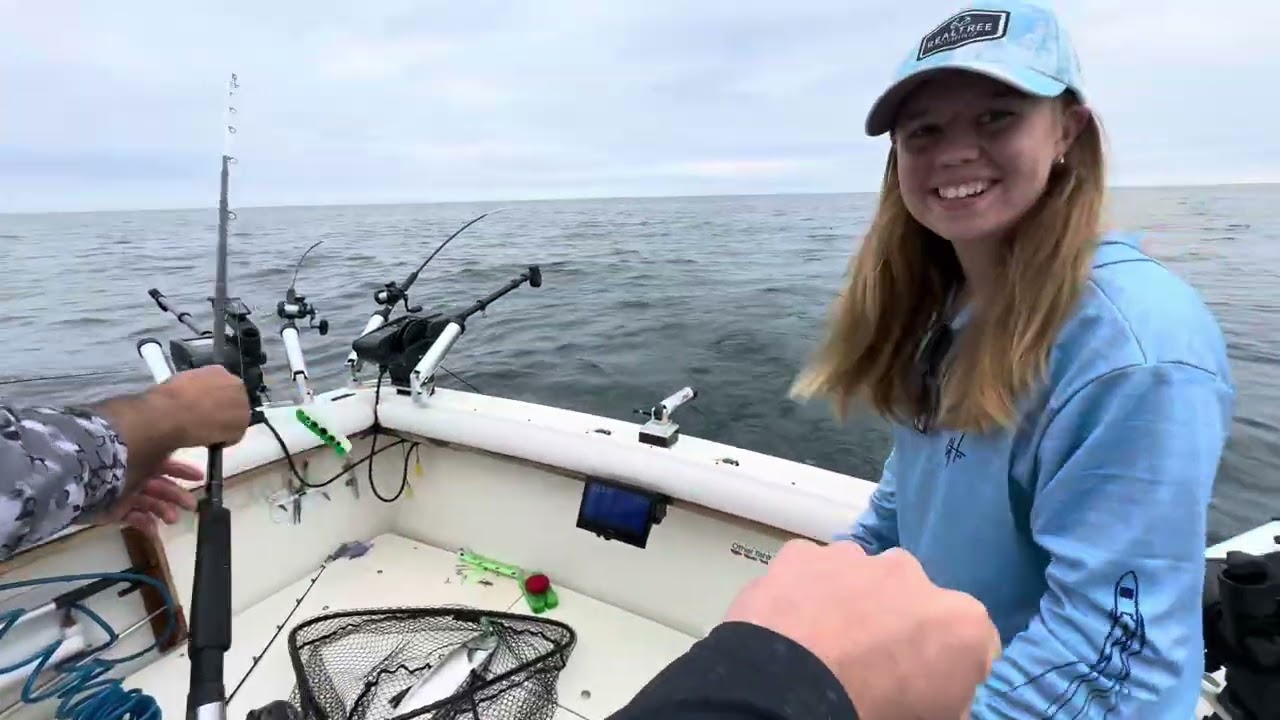 Fishing for King salmon on Lake Ontario with double D sport fishing ￼