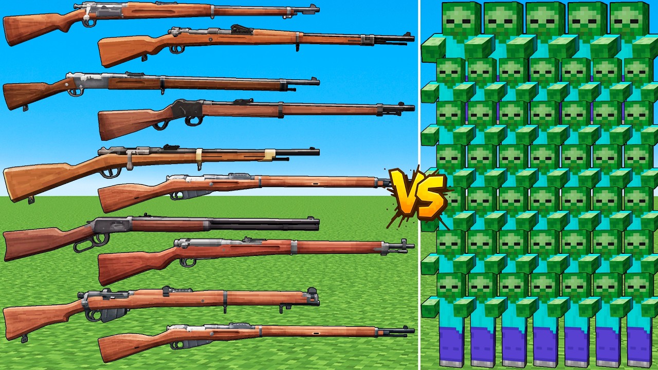 What TaCZ Gunpowder Revolution Gun Can Defeat The Most All New Zombie Mobs Minecraft in a Row?