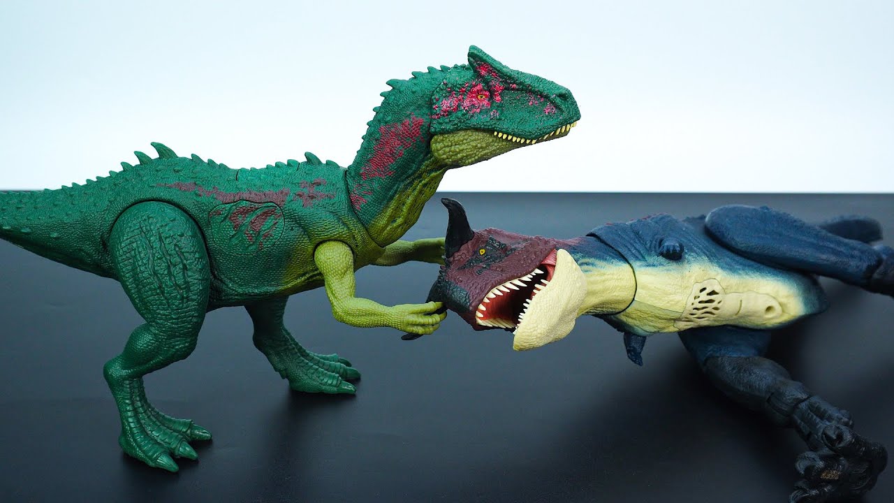 DINOSAURS BATTLE: ALLOSAURUS vs CARNOTAURUS - JURASSIC WORLD ULTIMATE DAMAGE -TOYS ASMR-DKT260226