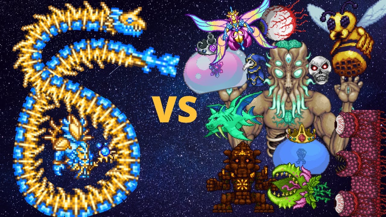 Terraria : Stardust Dragon vs Every Boss
