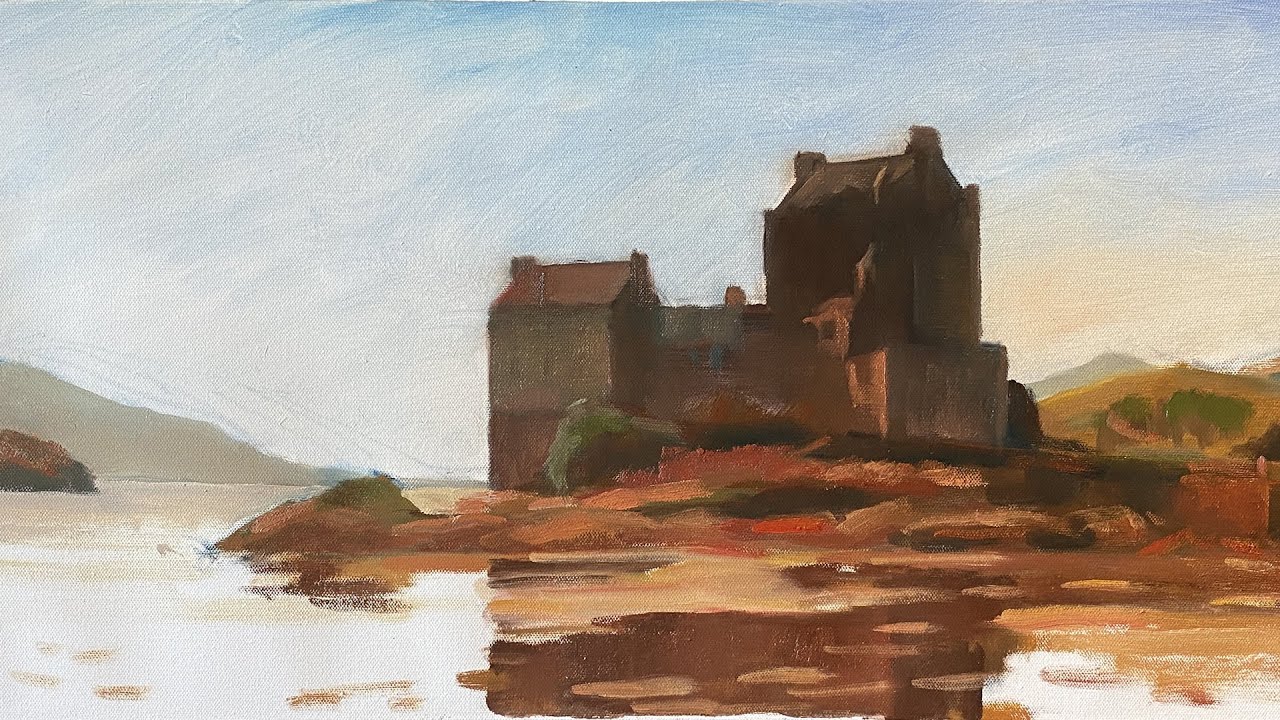 Painting a Scotland castle in oil part 1