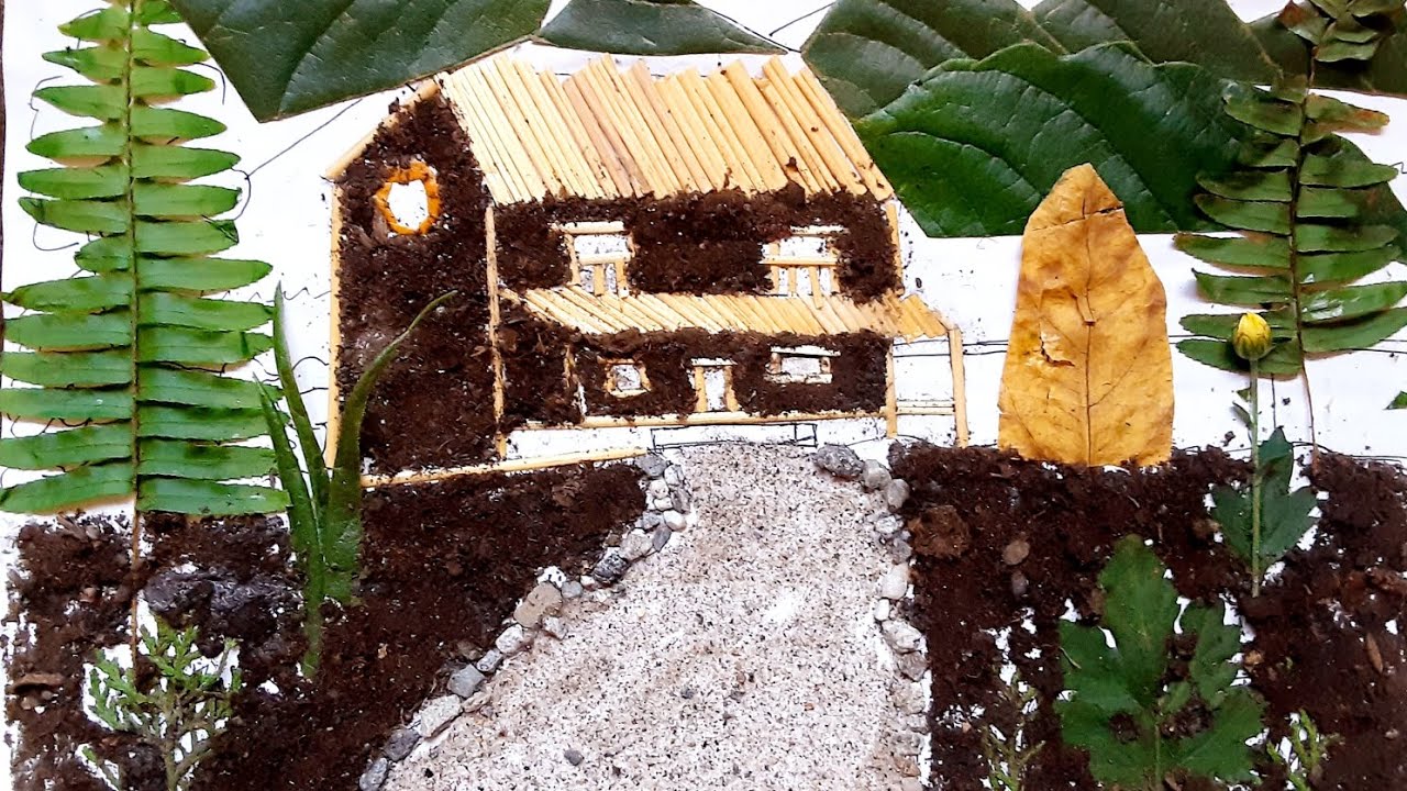 DIY Nature Collage 🌿 | Mixed Media Landscape Art Tutorial Using Leaves, Sand & Soil ||