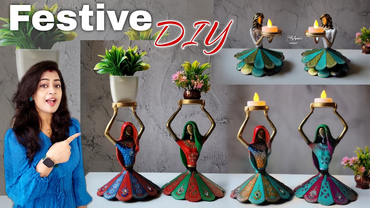 UNIQUE DIY Rajasthani Ghunghat style tealight holders | Best out of waste home decor craft ideas