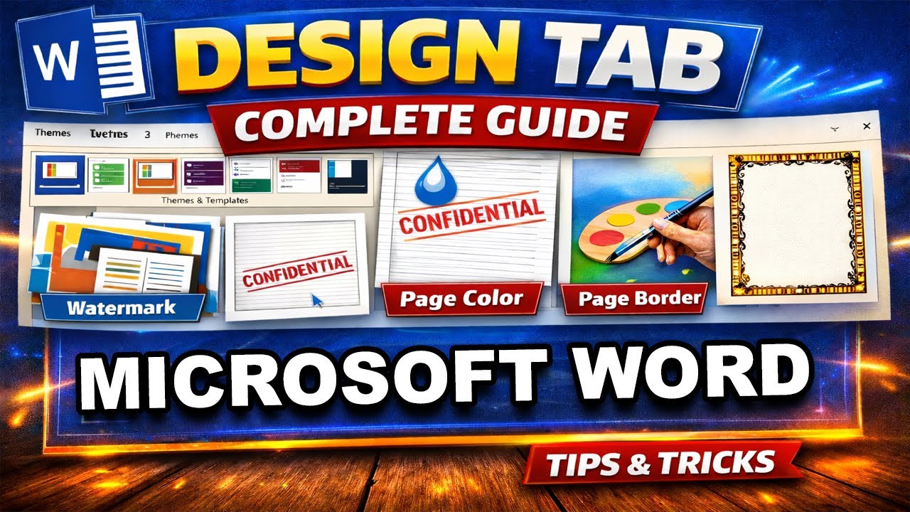 MS Word Design Tab Explained | Watermark, Page Color, Page Border Tutorial