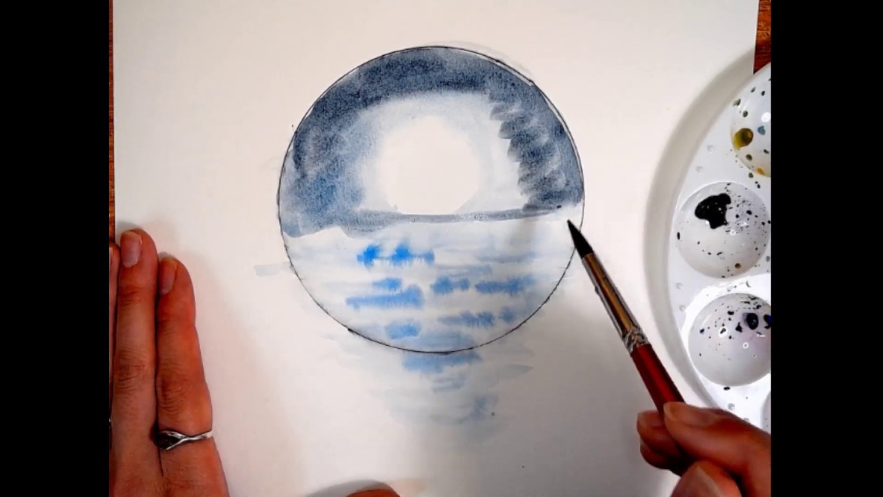 Watercolor Painting Tutorial | Moon Landscape