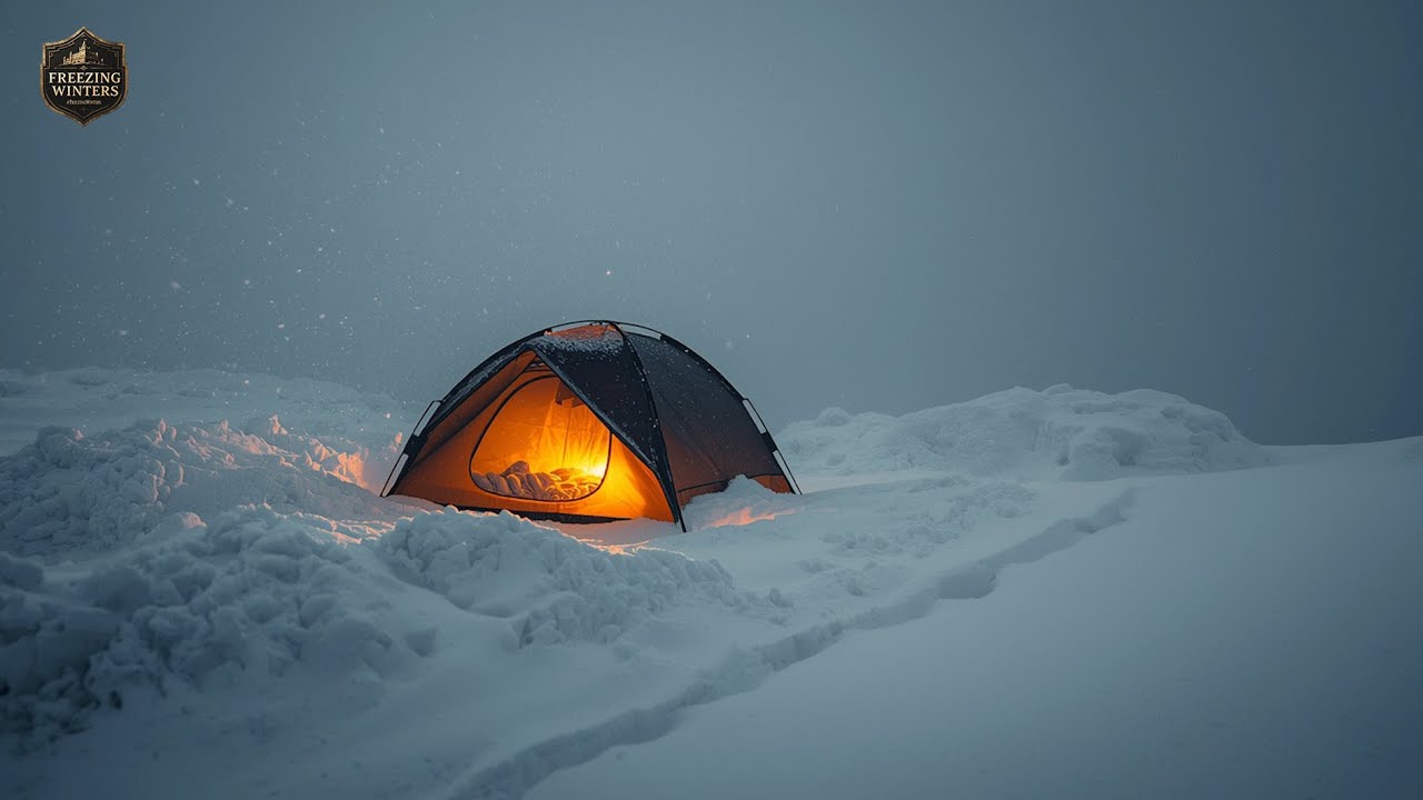 Winter Camping in Blizzard┇Snowstorm & Wind Sounds to Fall Asleep Faster, Relax & Beat Insomnia