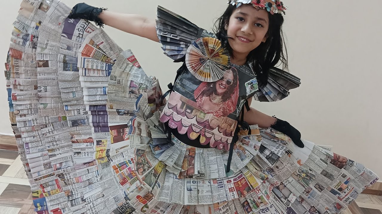 How to make newspaper lehenga & top/eco fashion/newspaper dress