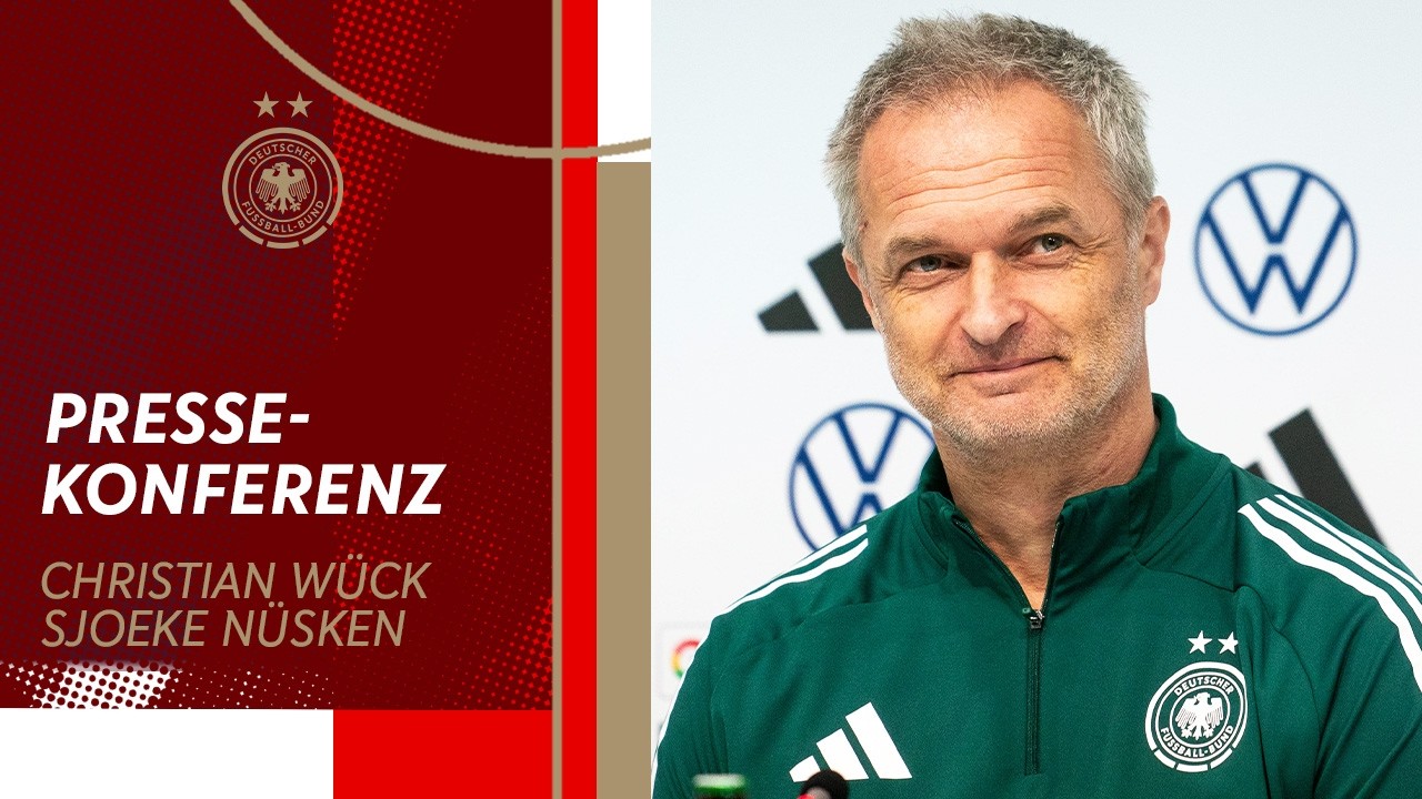Abschluss-Pressekonferenz mit Bundestrainer Christian Wück und Sjoeke Nüsken vor Slowenien