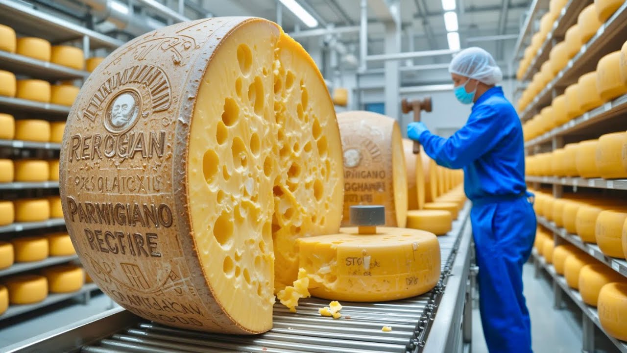 HOW REAL PARMESAN CHEESE is MASS PRODUCED 🧀 | Inside the Factory Process 🏭