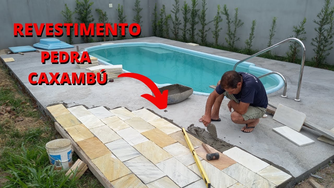 Revestimento de Piso em torno da Piscina Pedra Caxambu