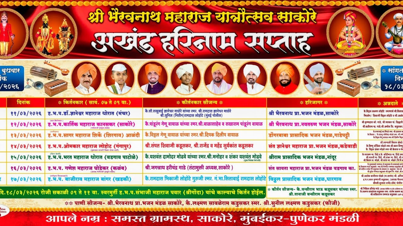 🔴LIVE | भैरवनाथ महाराज यात्रा उत्सव २०२६ | किर्तन पुष्प – ६ वे | साकोरे भैरवनाथ यात्रा