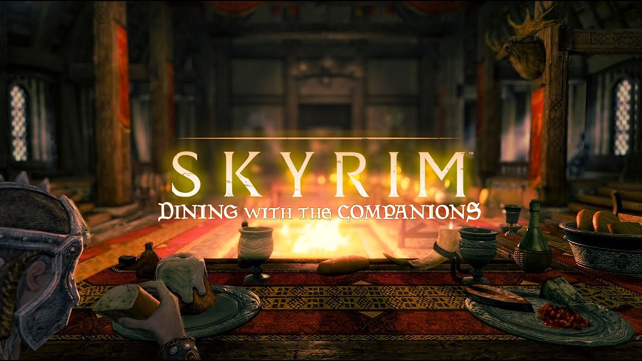Dining with the Companions - Skyrim Ambience | 1 Hour of Crackling Fire and Ambient Sounds