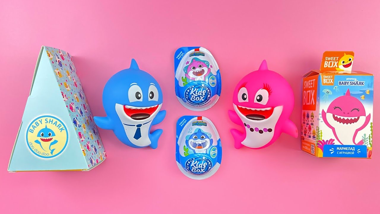 🤩Satisfying Baby Shark Video | Funny Candy ASMR | Marshmallow Lollipop Sweets and Toys opening