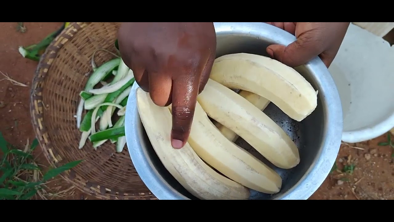 African village aura, visited the farm, cooked matoke, 