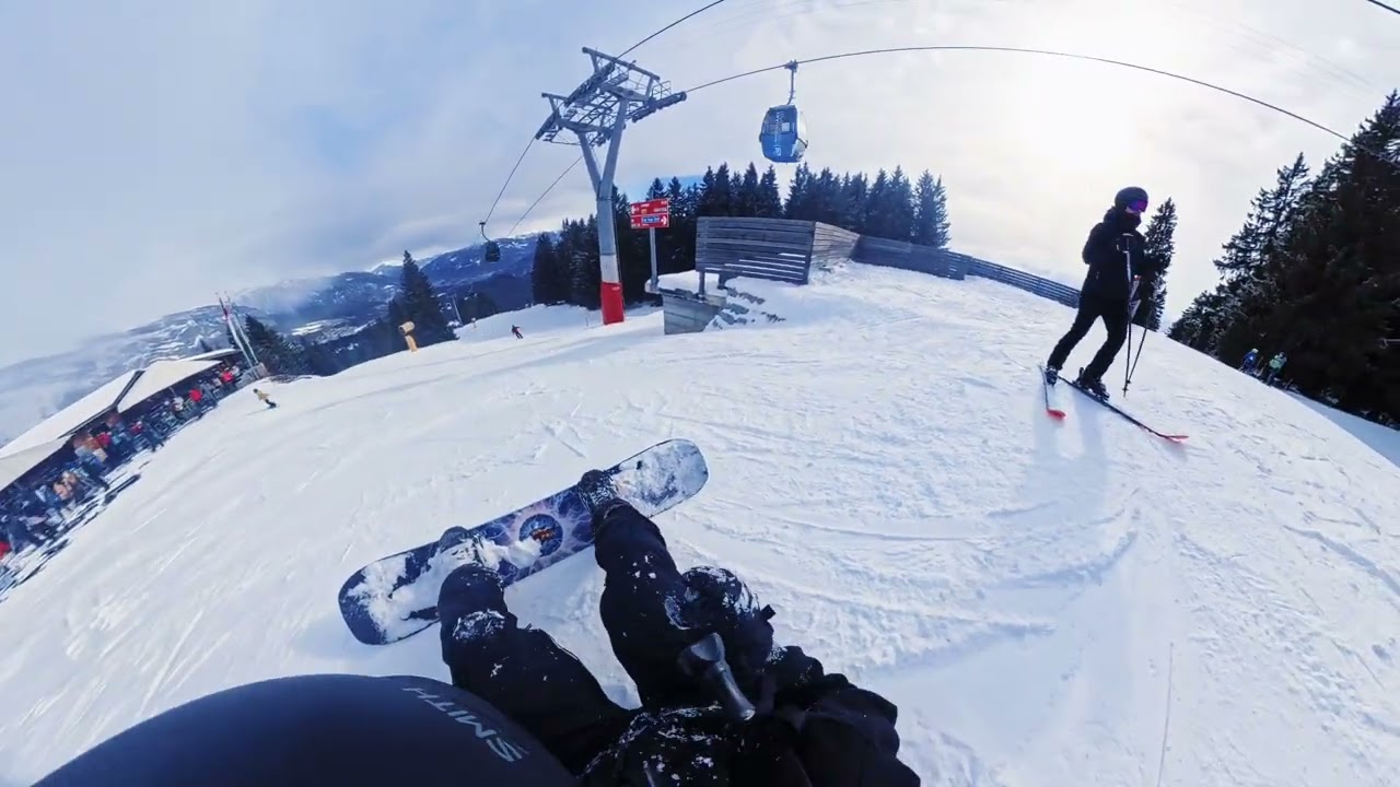 My First Snowboard Run in Switzerland 🇨🇭 | Laax Full Run (Falls Included, 4K)