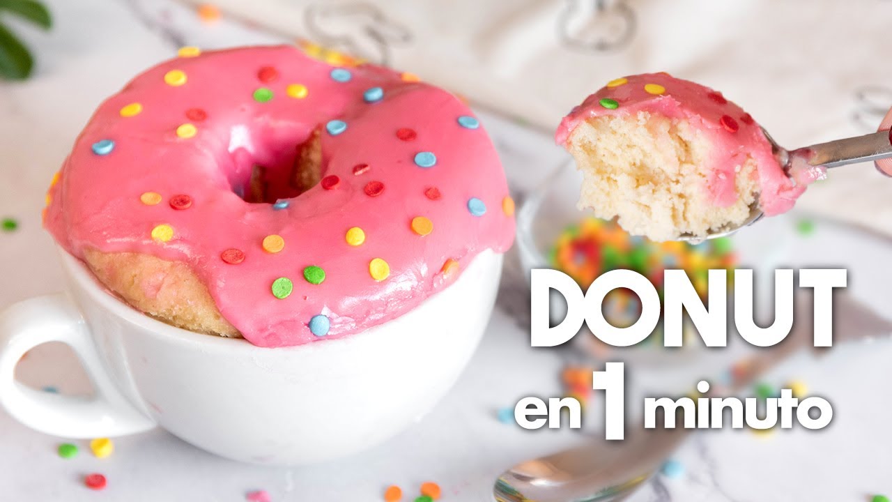 DONUT en MICROONDAS en 1 minuto 🍩💗 | Donas en Microondas | Postres SIN HORNO Fáciles