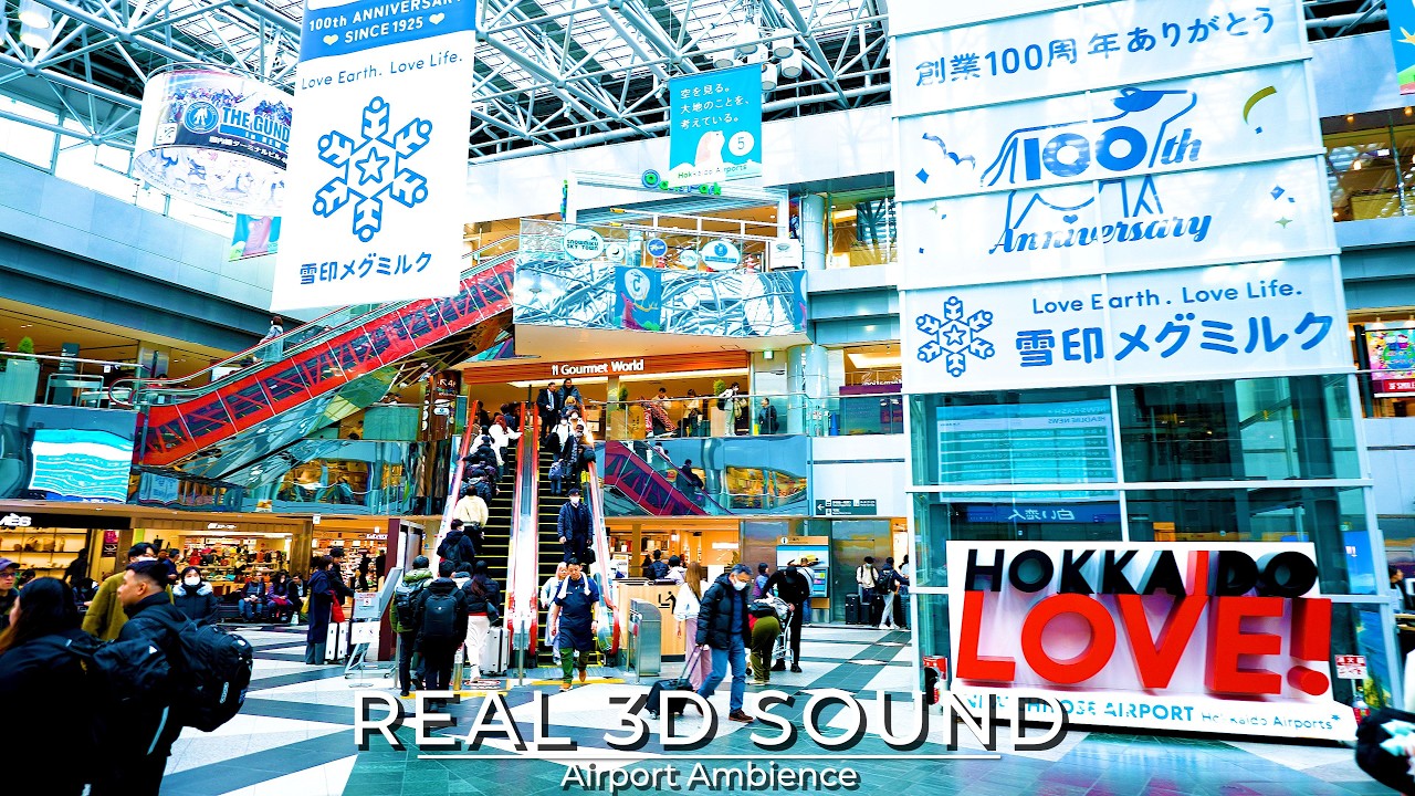 【4K ASMR】新千歳空港 北海道 日本｜空港を歩くアンビエンス｜散歩 睡眠 リラックス バイノーラル
