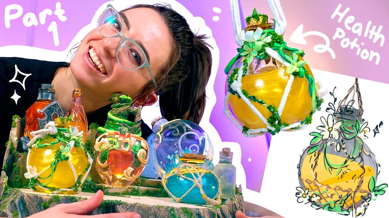 We made POTIONS! 8 different fantasy potions and a magical tree trunk! Part 1