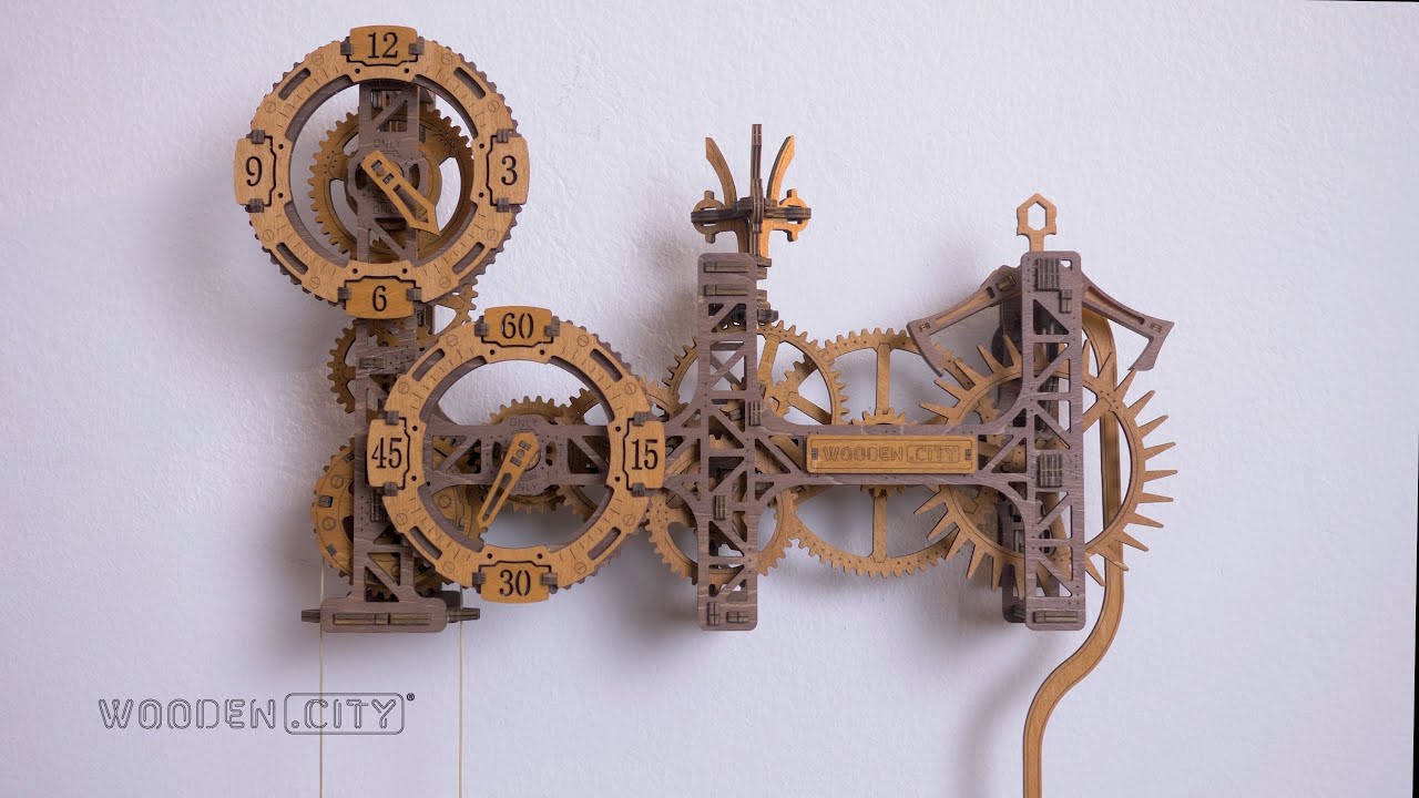 Steampunk Wall Clock Wooden 3D Puzzle &ndash; DIY Clock Kit Colorful Painted Mechanical Model |Wooden.City