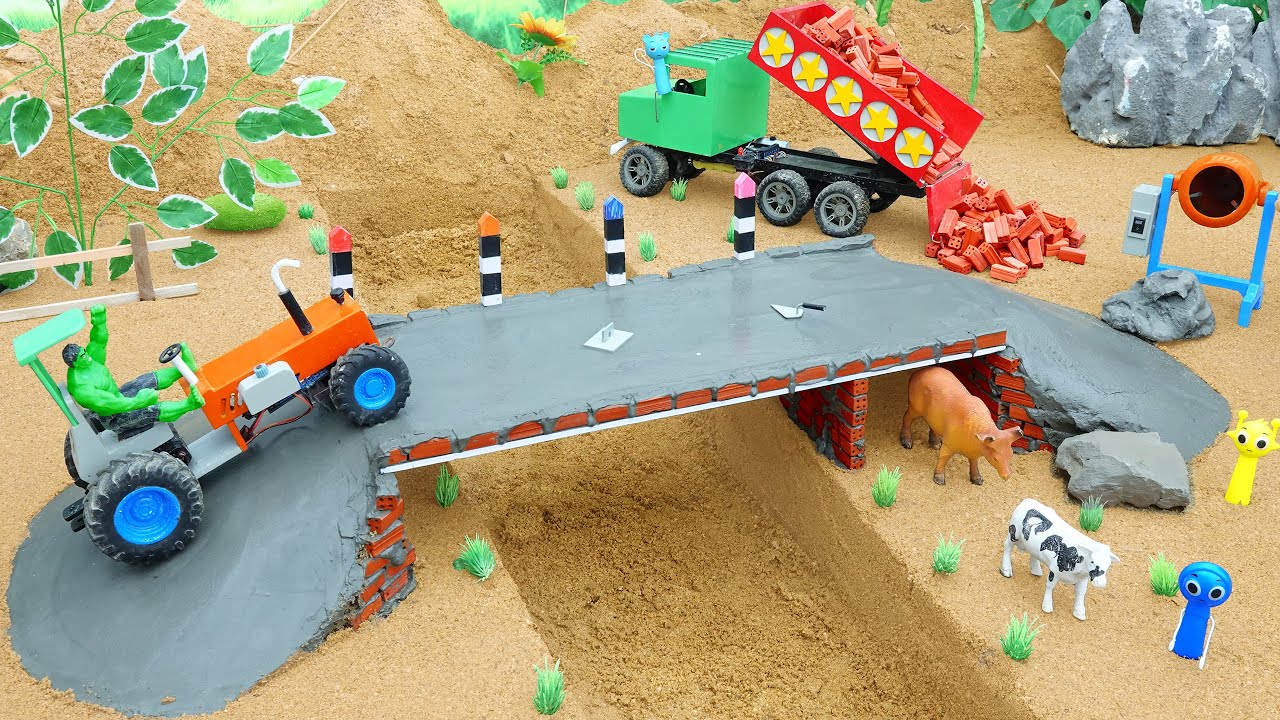 Cow and Truck Crash-Mini Brick Bridge Science Project
