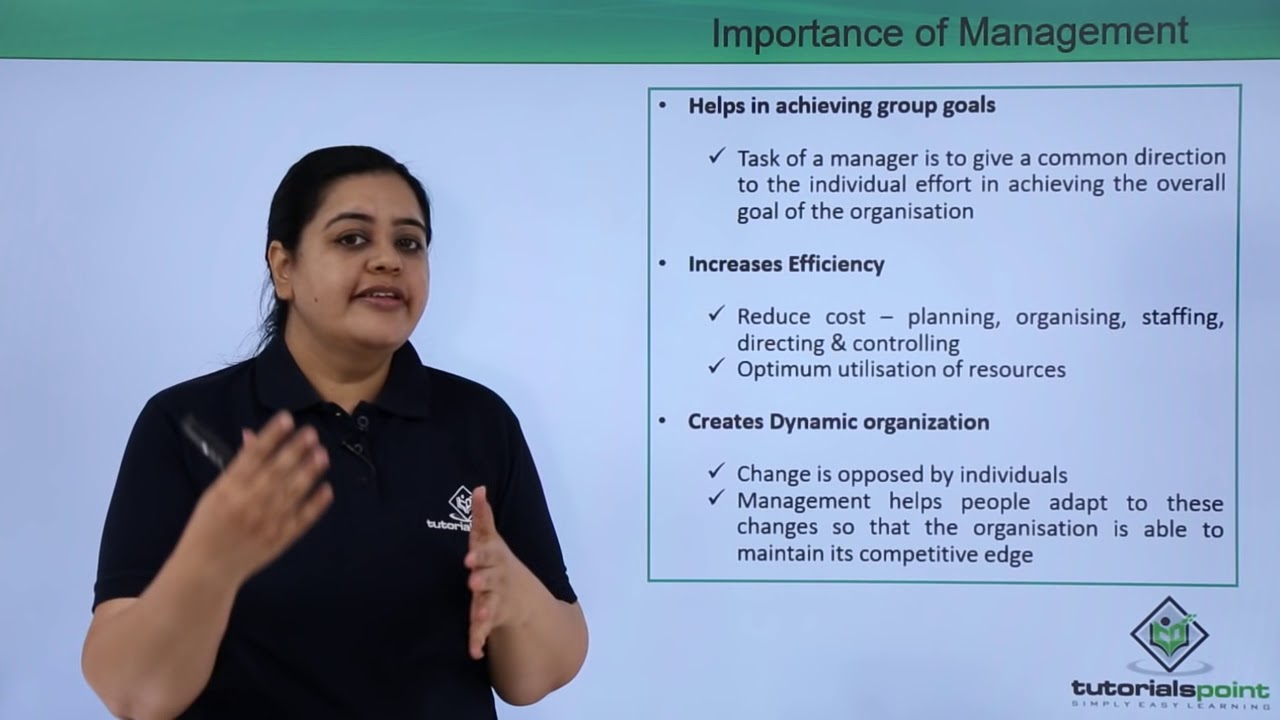 Class 12th &ndash; Importance of Management | Business Studies | Tutorials Point