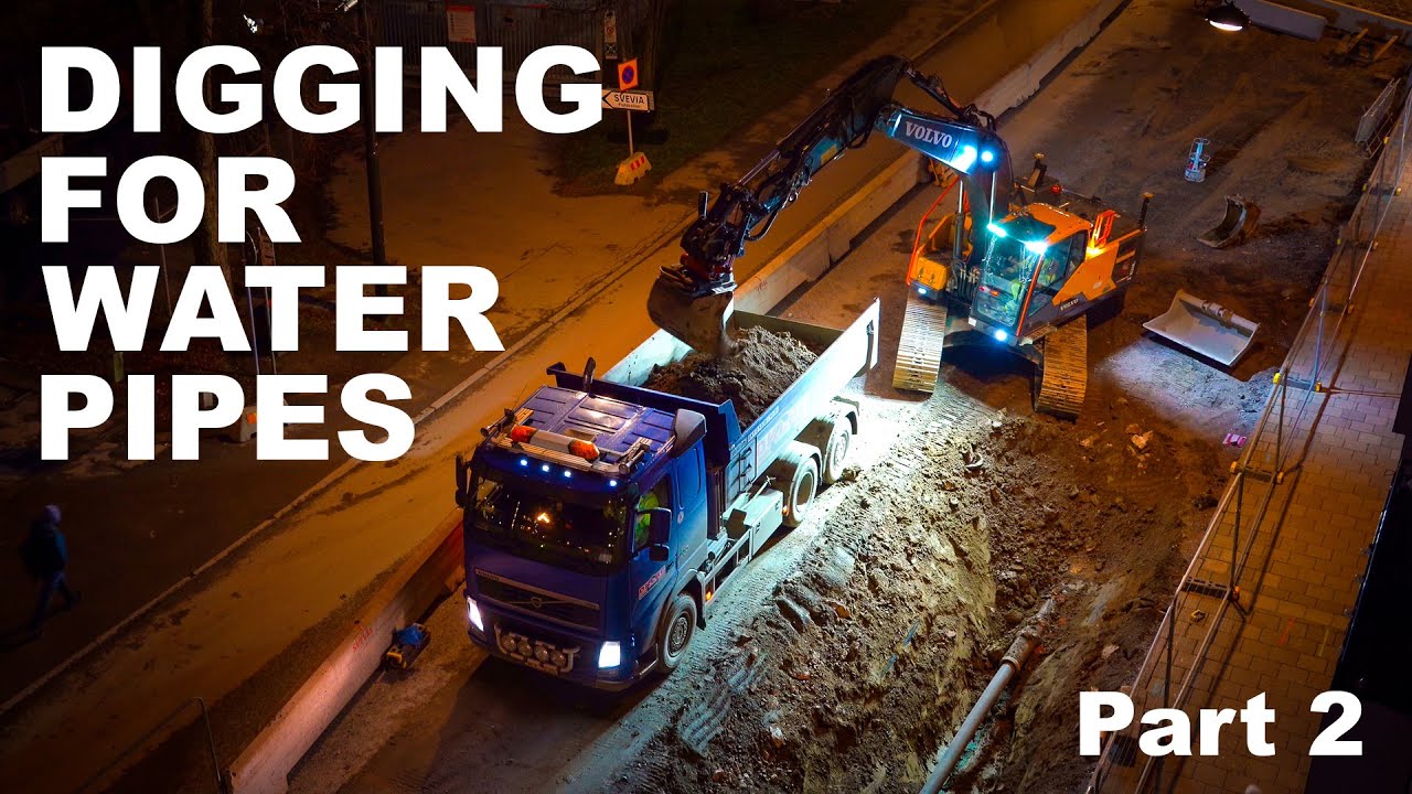 Digging for water pipes with Volvo EC220EL Part 2