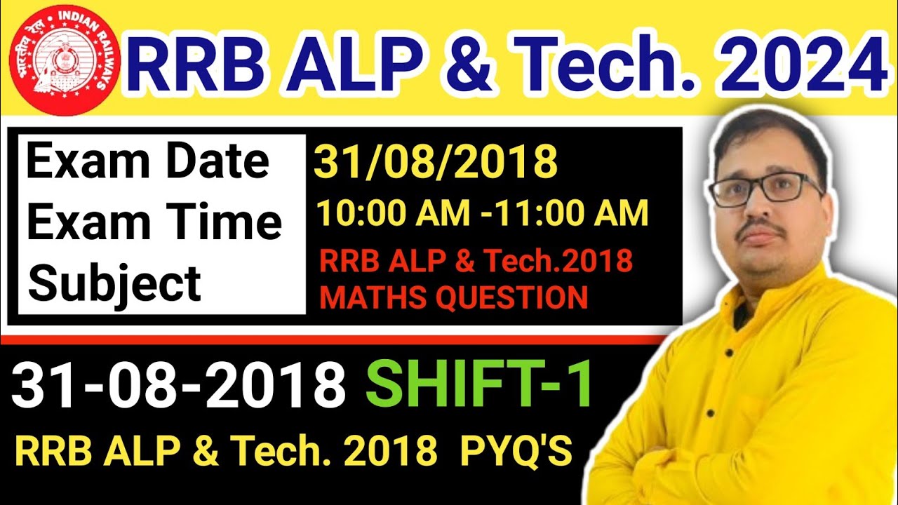 ALP 2024 MATHS | 31 August 2018 SHIFT 1 ALP ANSWER KEY | ALP AND TECH MATHS BY PRAKASH SIR