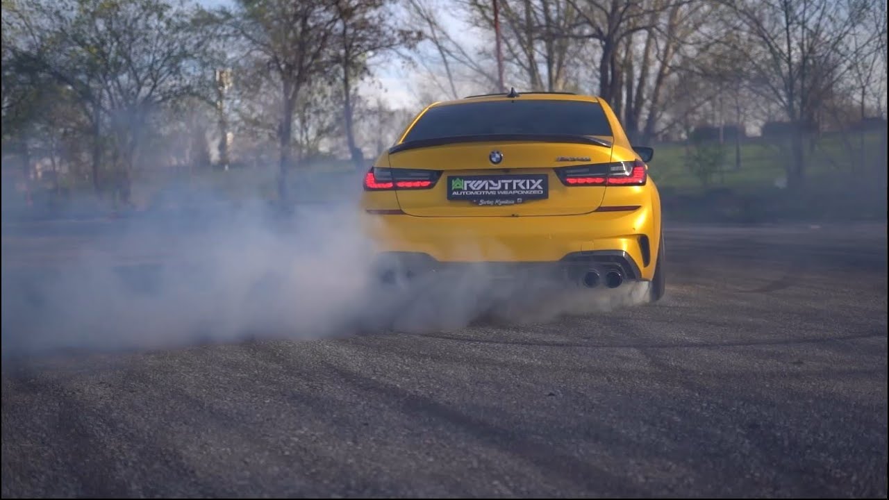 The Racing Yellow BMW G20 320i installed w/ ARMYTRIX De-Catted Turbo-Back Valvetronic Exhaust System