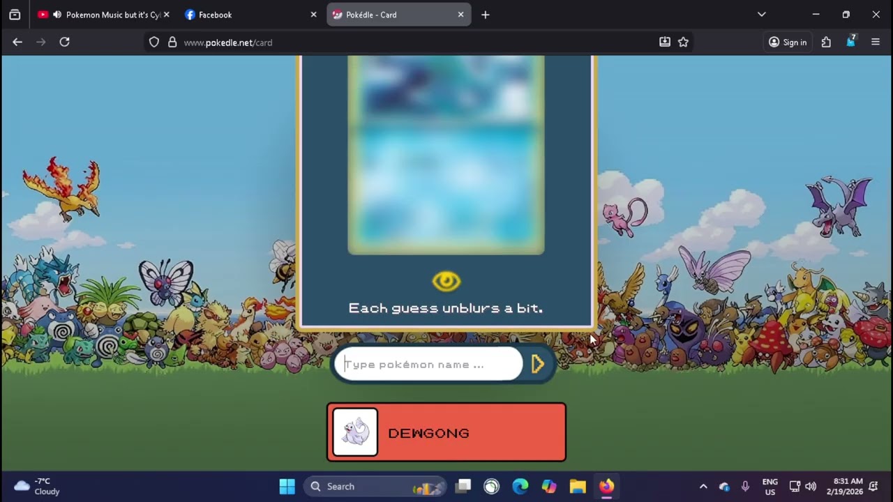 Pokedle Quiz 2/19/2026