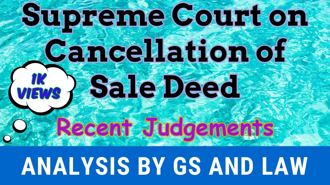 Supreme Court on Cancellation of Sale Deed in Hindi