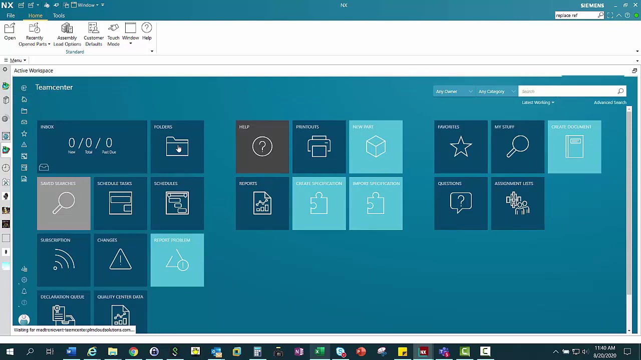 Starting the design in Active Workspace