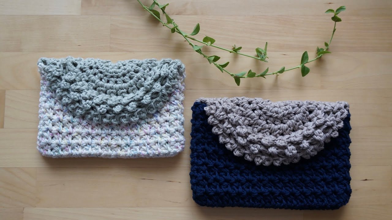 【Crochet】フリルフラップのポーチ編みました