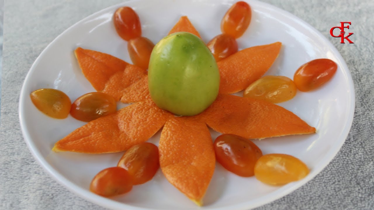 Make Orange Simple  flower with tomato |  By Chansok Fruit Art