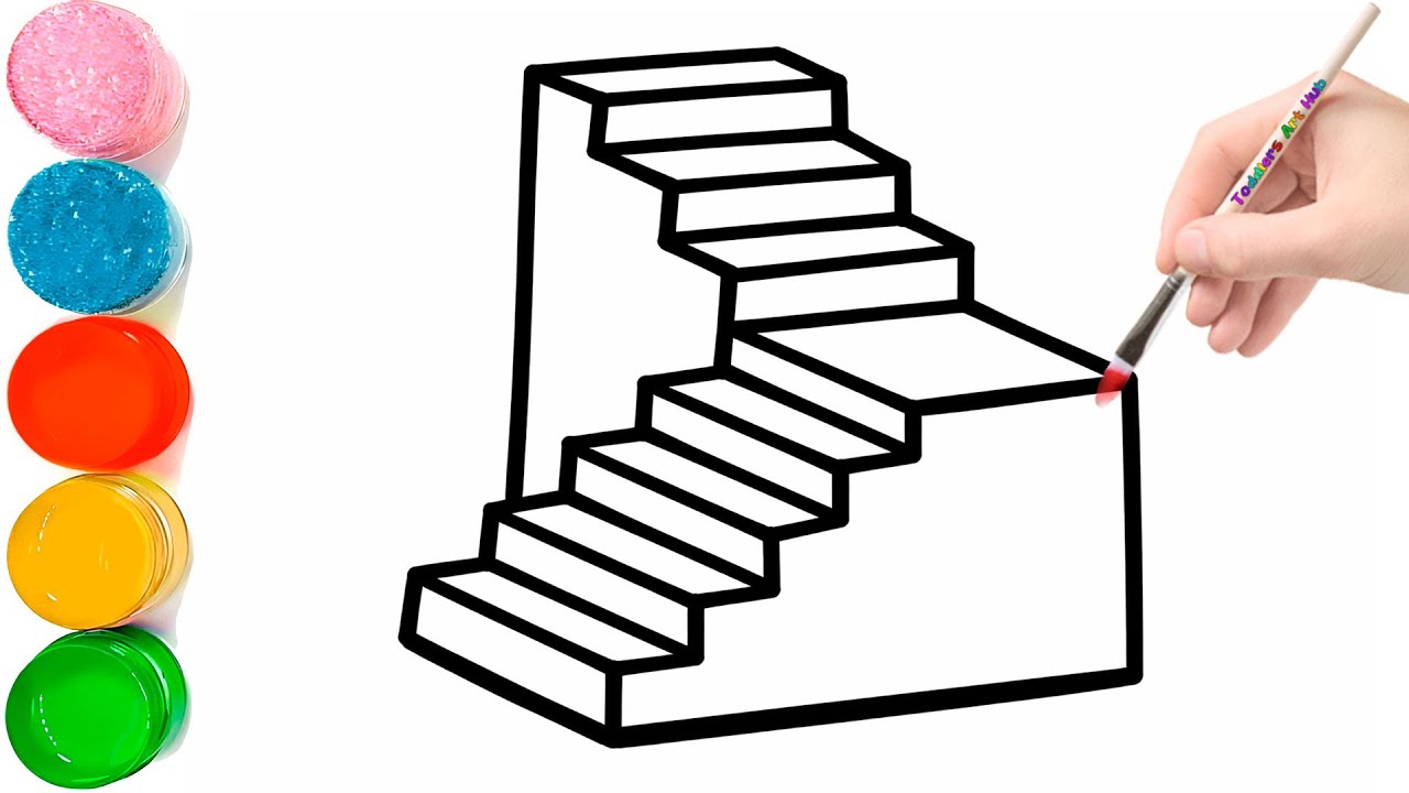 How to Draw a Staircase for Kids | Easy Step by Step Stair Drawing