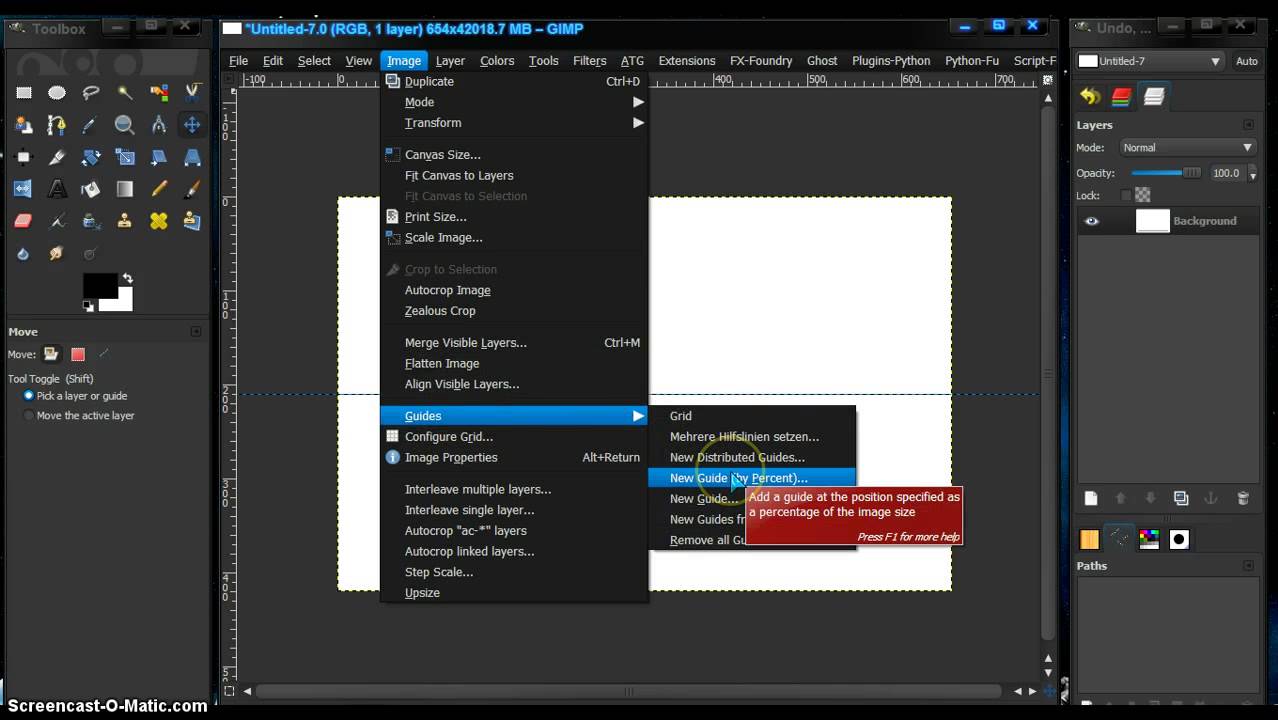 Find Center of Canvas in Gimp