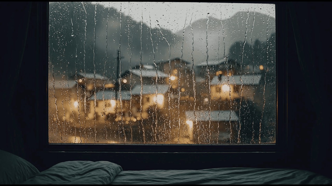 Mountain Village Rain ASMR 🌧️🏠 | Dark Bedroom Night, No Music