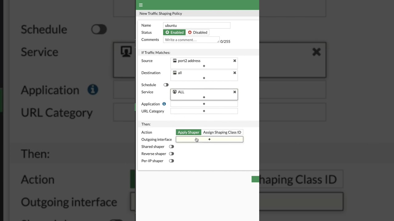 Easy traffic shaping on fortiOS 7