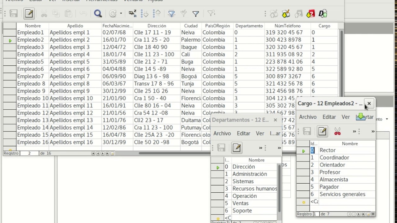 Base de datos con LibreOffice 1/3