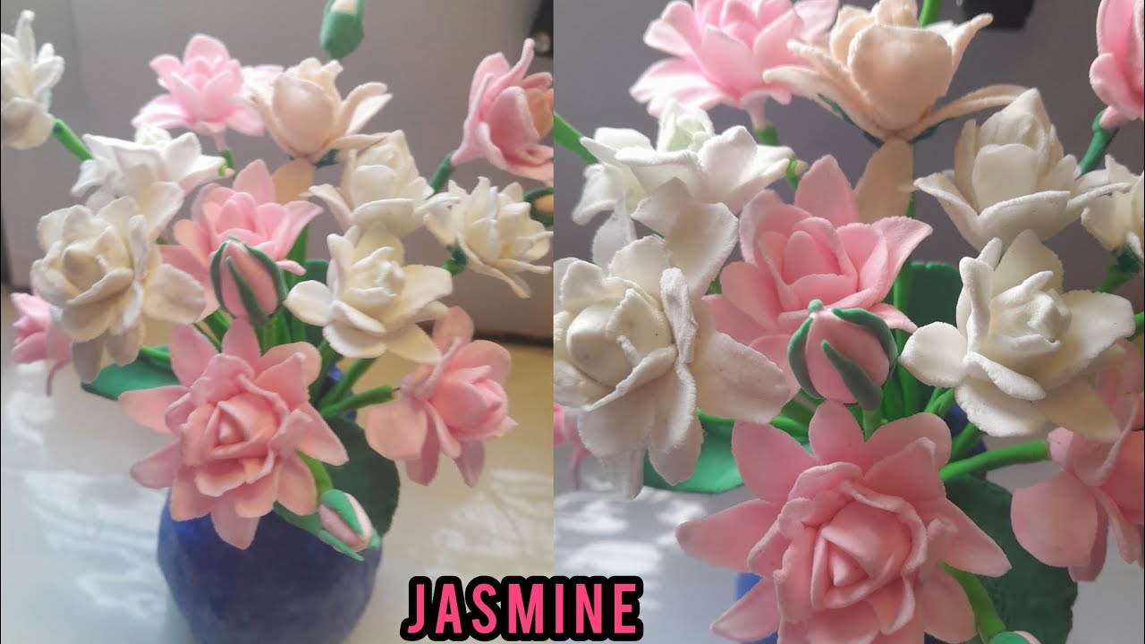 How to make nice jasmine flower with clay.ক্লে দিয়ে জেসমিন ফুল কিভাবে বানাবেন। Tutorial.
