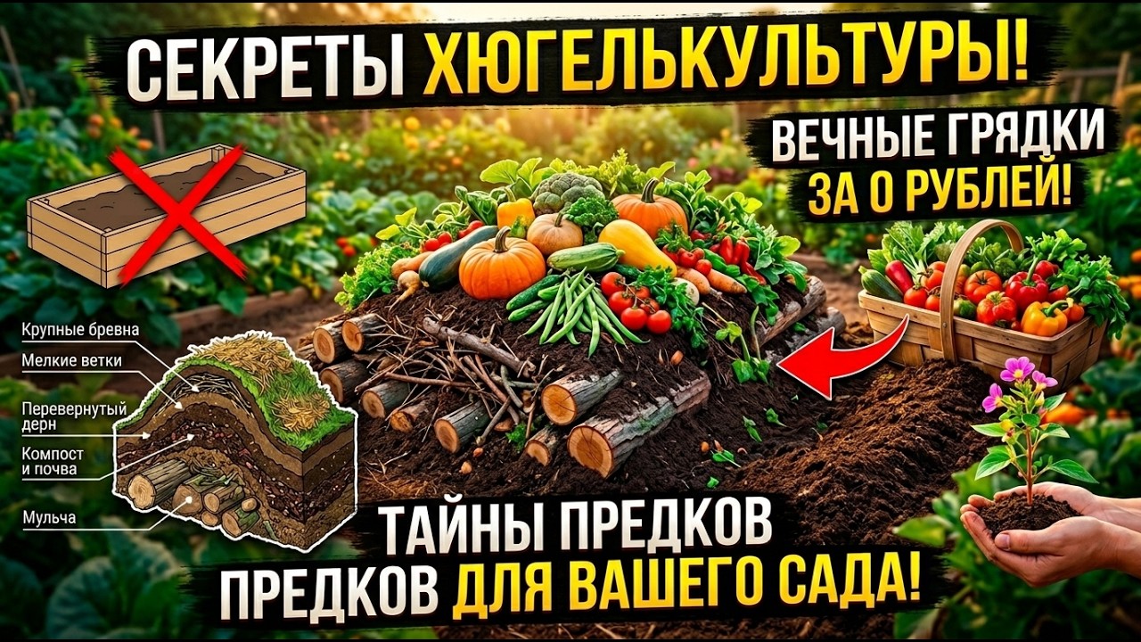 Грядки без полива и удобрений за 0₽! Хюгелькультура = урожай без затрат