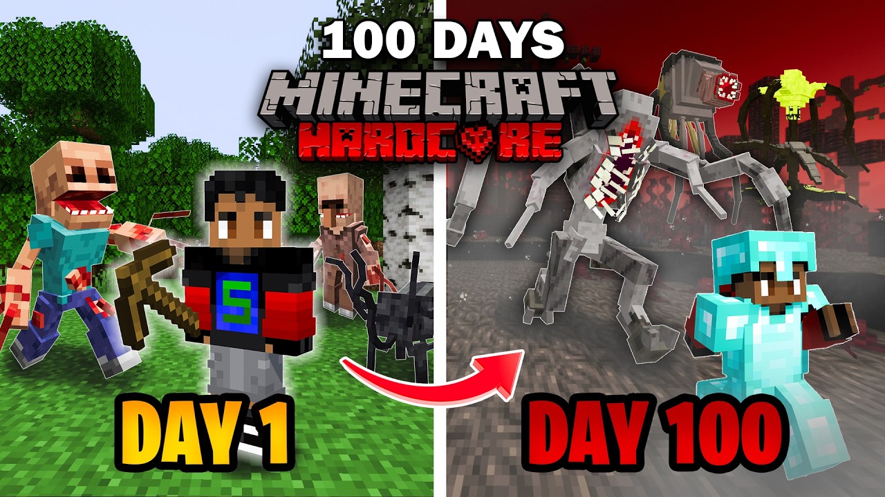 I Survived 100 Days in a Parasite Outbreak in Hardcore Minecraft…