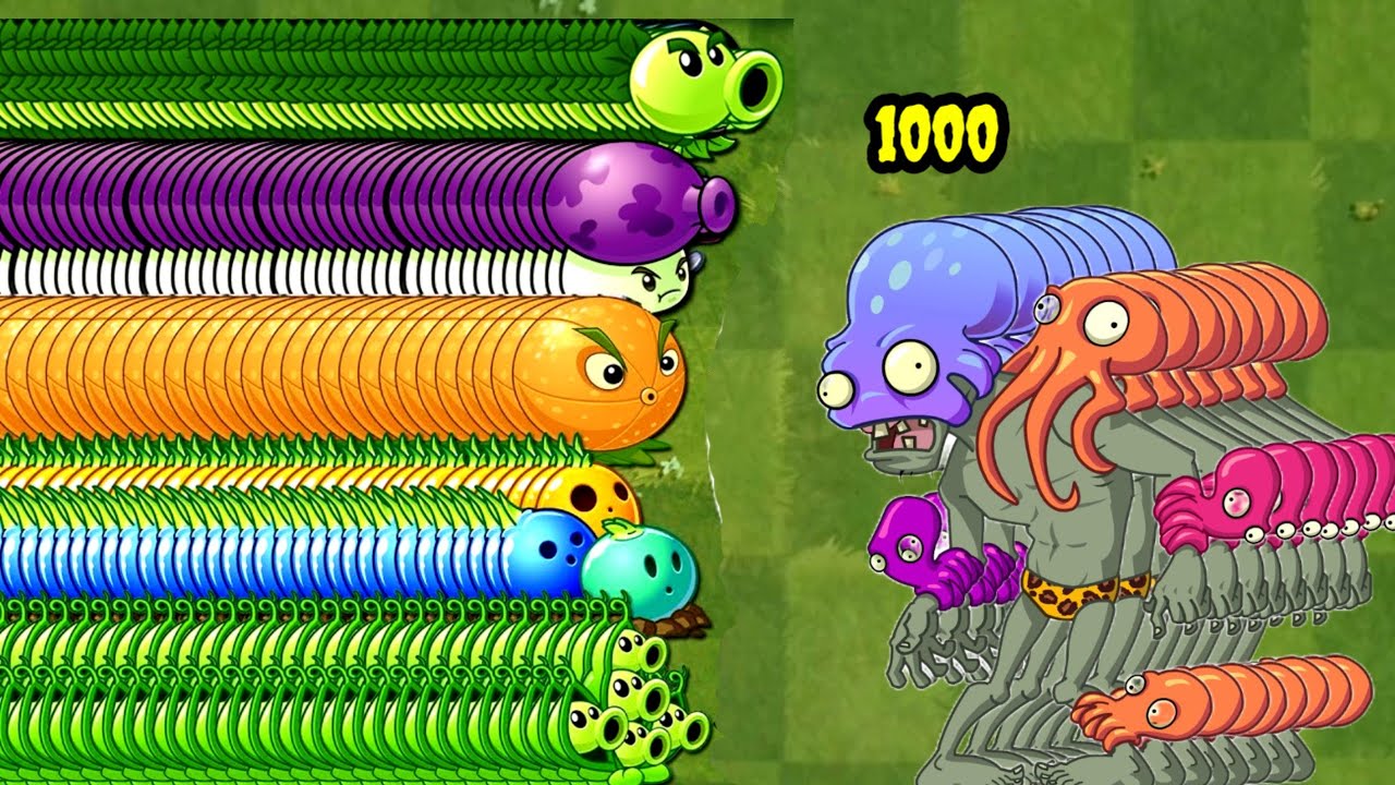 1000 octopus 🐙 zombie Vs 50 random plants max level?