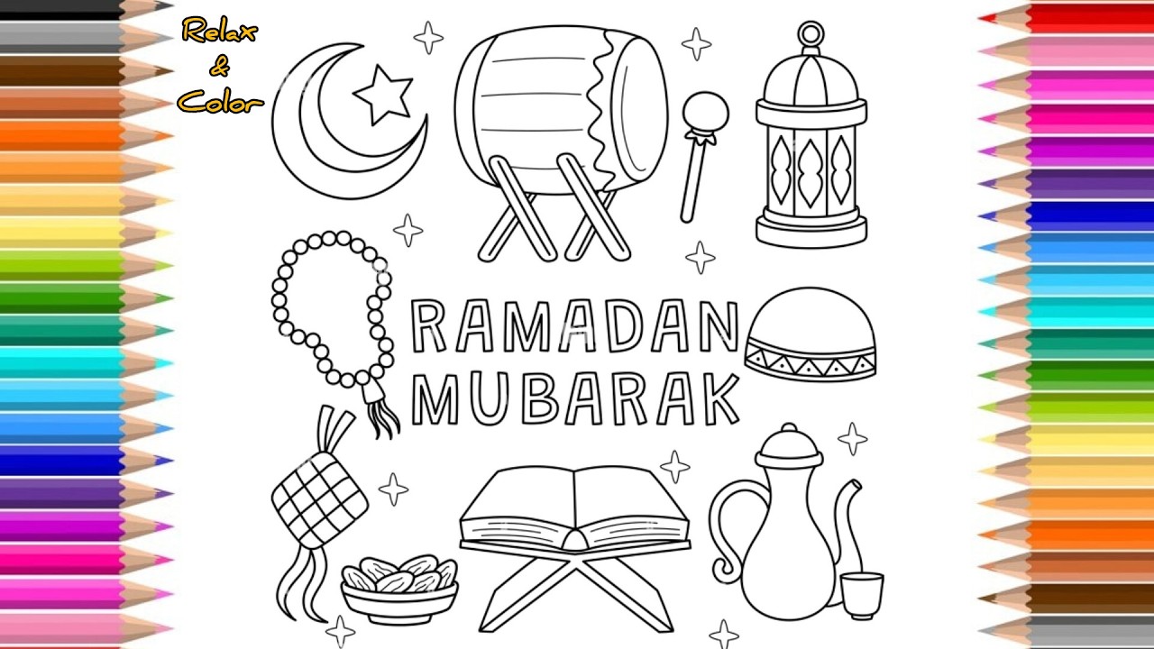 Relax & Color | Ramadan Mubarak Coloring Page | Relaxing & Beautiful Islamic Coloring Art