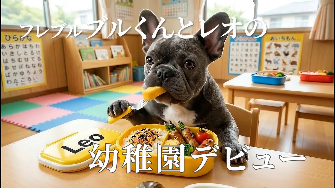 【AI犬】フレブル子犬レオの初登園 Puppy Leo’s First Day at Kindergarten【癒し】