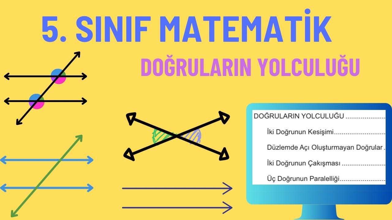 5. Sınıf Matematik YENİ MÜFREDAT İki doğrunun kesişimi, paralelliği, çakışık doğrular, komşu açılar