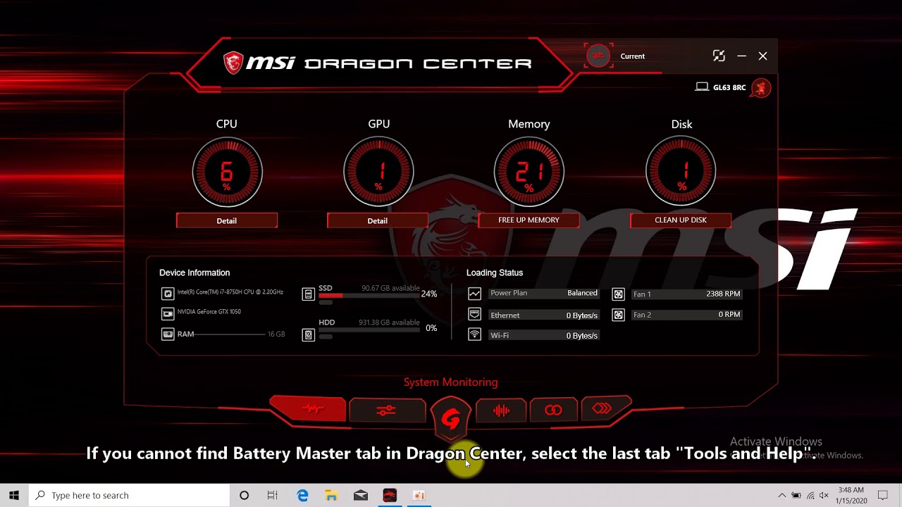 MSI&reg; HOW-TO use Battery Calibration Tool