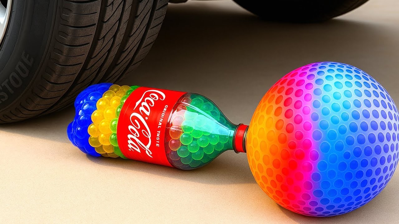 Experiment Car vs Coca-Cola Bottle with Color Balls! 🚗🥤💥 | Crushing Crunchy & Soft Things by Car!